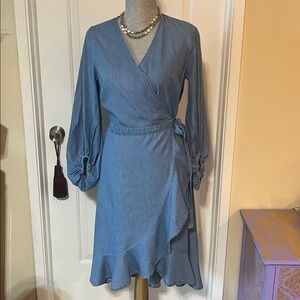 New York & Company light Denim Blue Midi Dress